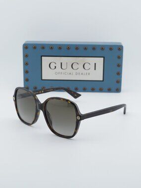 Gucci GG0092S 002 Butterfly Women Sunglasses - Havana / Brown